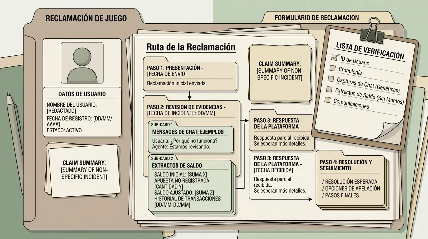 Carpeta de evidencias con capturas, mensajes y una línea temporal ordenada